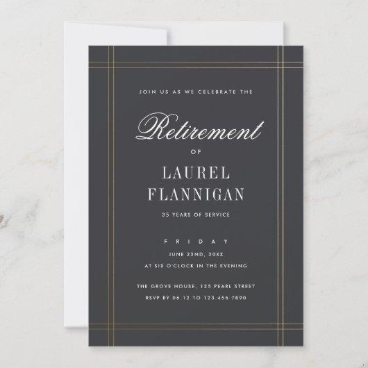 Elegant Black and Gold Formal Retirement Party Invitation
