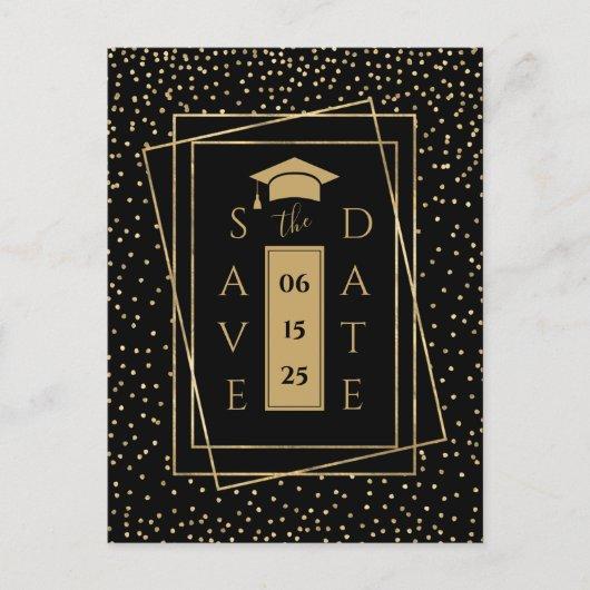 Elegant Black and Gold Graduation Party Announcement Postcard