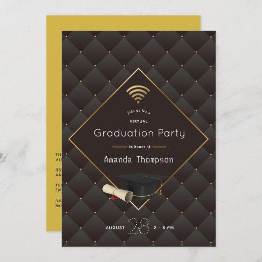 Elegant Black and Gold Virtual Graduation Party Invitation