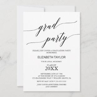 Elegant Black Calligraphy Graduation Party Invitation