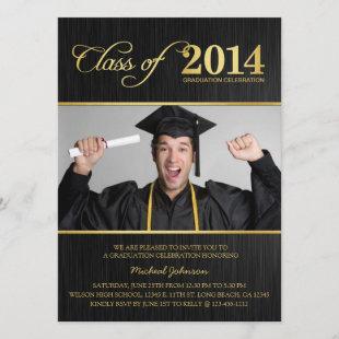 Elegant Black & Gold Class of 2014 Graduation Invitation