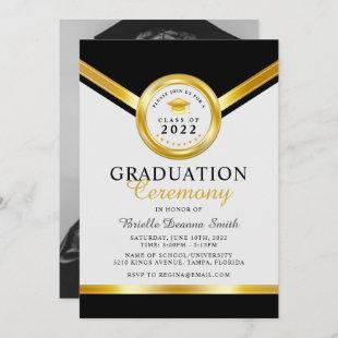 Elegant Black Gold Graduation Ceremony Invitation