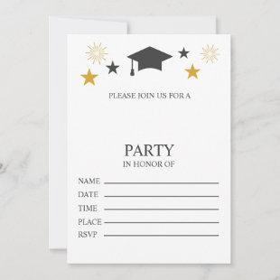 Elegant Black Gold Graduation Party Invitation