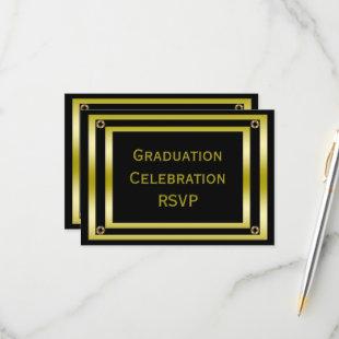 Elegant Black & Gold Graduation  RSVP