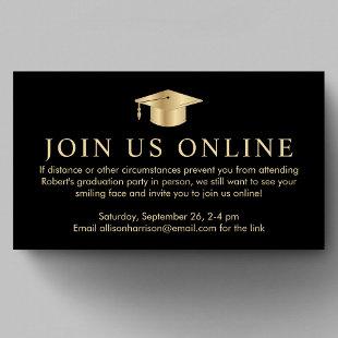 Elegant Black Gold Online Graduation Party Enclosure Card
