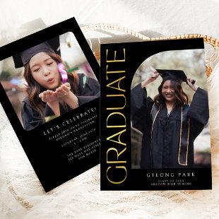 Elegant Black Gold Type Arch Graduation Photo Announcement