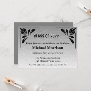 Elegant Black Silver Graduation Party Invitation