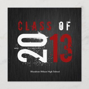 Elegant Black, White and Red Class of 2013 Invitation