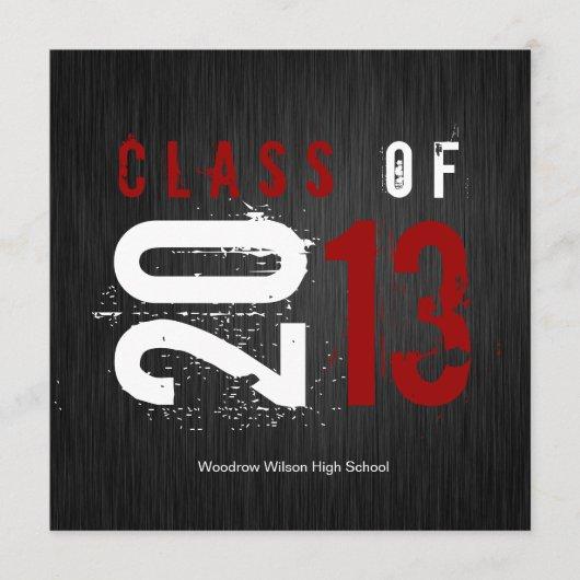 Elegant Black, White and Red Class of 2013 Invitation