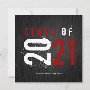 Elegant Black, White and Red Class of 2021 Invitation