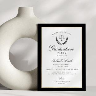 Elegant black & white law school graduation party invitation