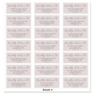 Elegant Blush Mauve Wedding Guest Address Labels