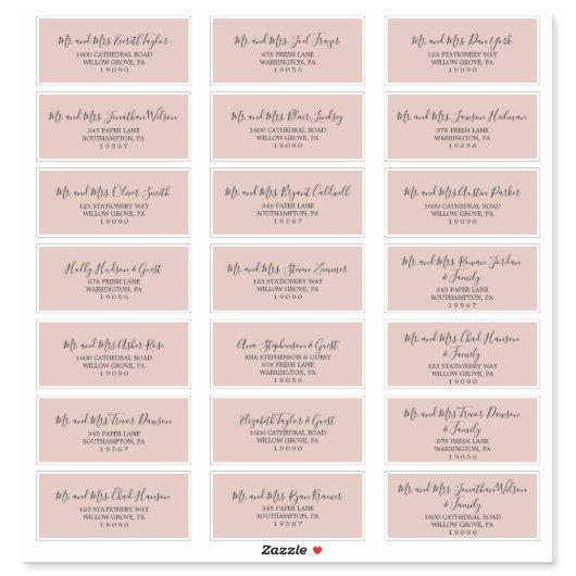 Elegant Blush Wedding Guest Address Labels