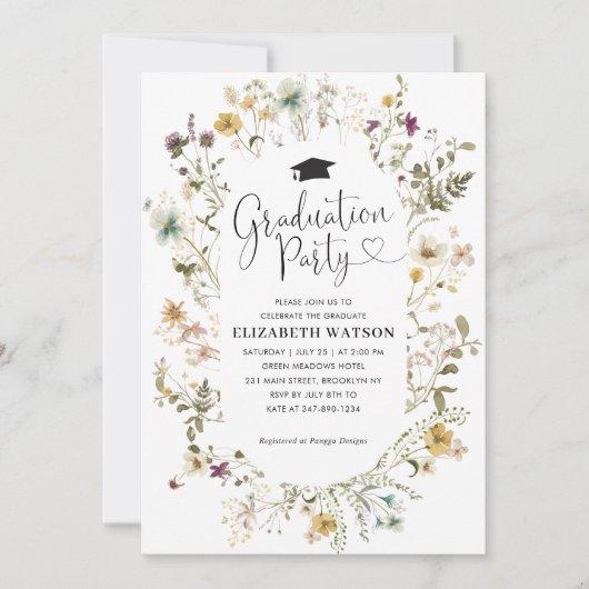 Elegant Boho Wildflower Floral Graduation Party Invitation