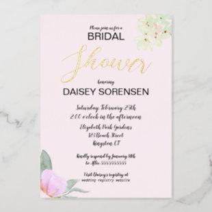 Elegant Bride Pink and Gold Shower Foil Invitation