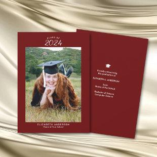 Elegant Burgundy Class of 2024 Graduation Photo Announcement