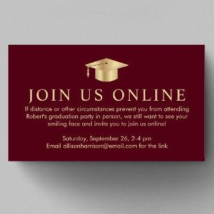 Elegant Burgundy Gold Online Graduation Party Enclosure Card
