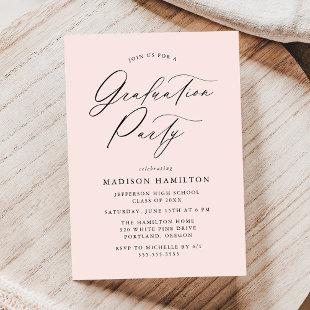 Elegant Calligraphy Blush Pink Graduation Party Invitation
