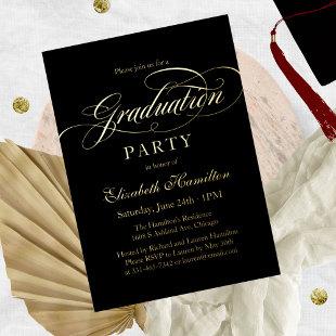 Elegant Calligraphy Graduation Party Foil Invitation