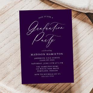 Elegant Calligraphy Purple Graduation Party Invitation