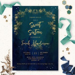 Elegant Celestial Starry Night Sweet Sixteen Invitation