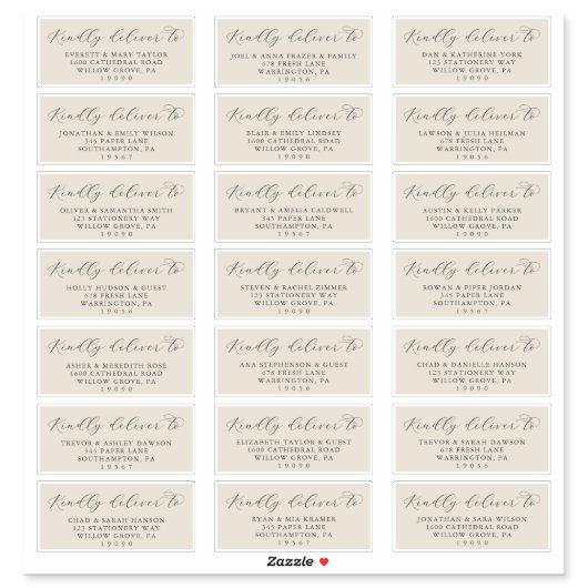 Elegant Champagne Wedding Guest Address Labels