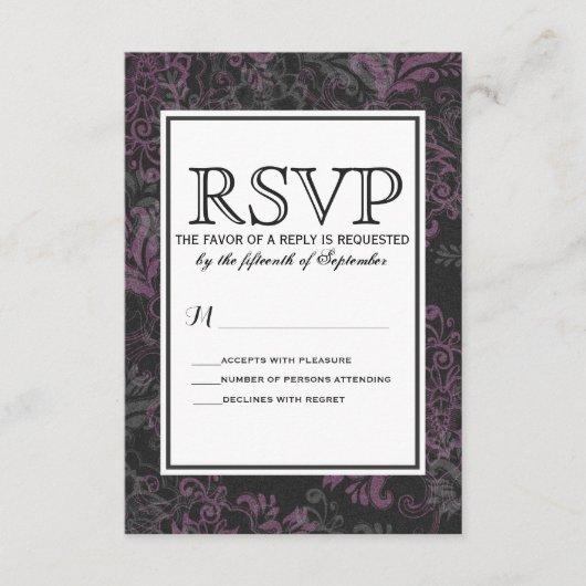 Elegant Chic Pink, Black, & Gray Floral RSVP Card