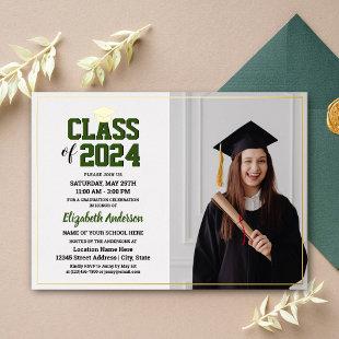 Elegant Class of 2024 Graduate Photo Graduation Foil Invitation