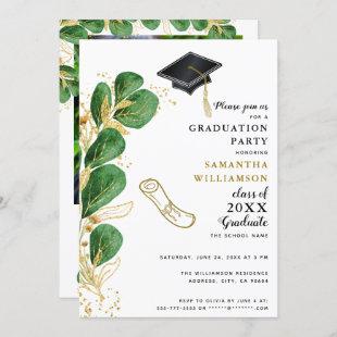 Elegant Class of 2024 Photo Greenery Graduation Invitation