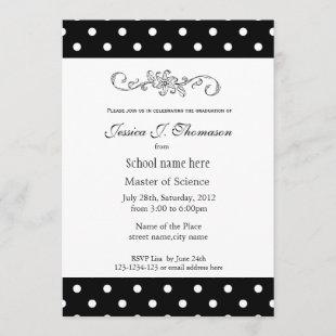 Elegant, classic black and white graduation invitation