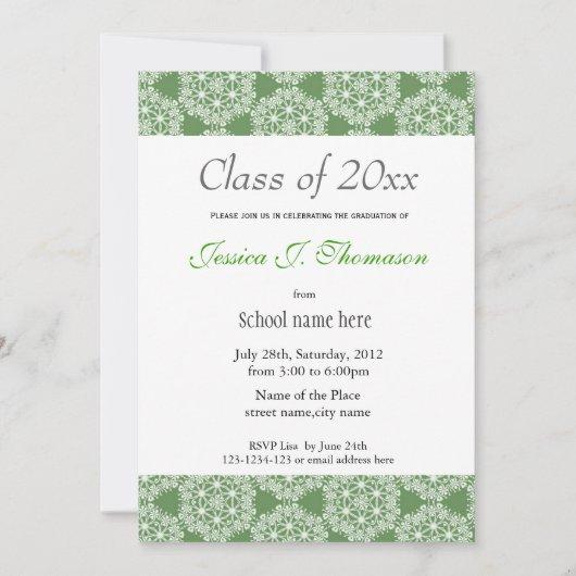 Elegant, classic green graphic  photo graduation invitation