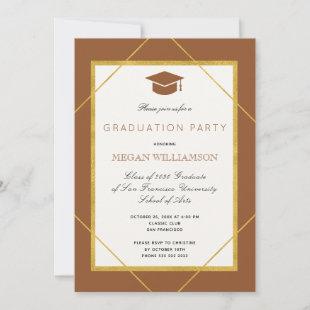 Elegant classic script gold frame graduation party invitation