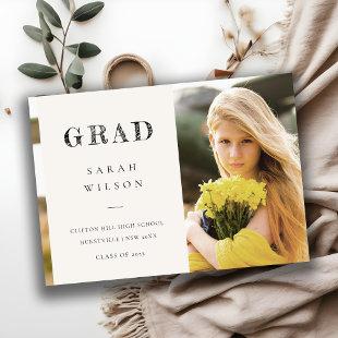Elegant Clean Minimal Clean Photo Graduation Invitation