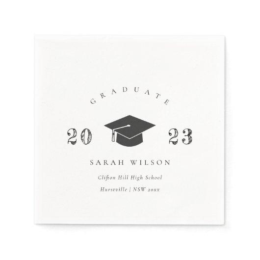 Elegant Clean Minimal Simple Graduation Cap Napkins