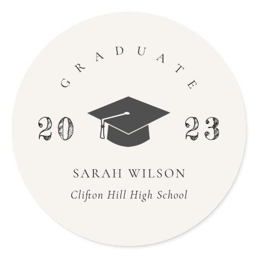 Elegant Clean Minimal Simple Graduation Classic Round Sticker