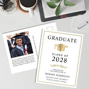 Elegant College Photo Graduation Announcement Postcard