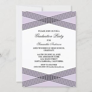 Elegant Deco Purple Graduation Party Invite