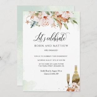 Elegant Dusty Rose & Green Floral Let's Celebrate Invitation