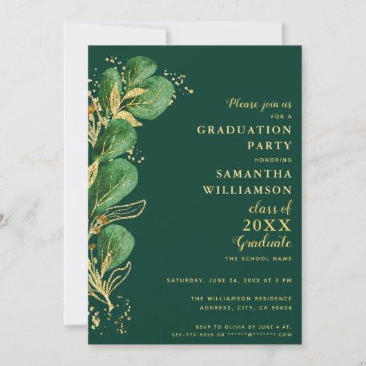 Elegant Emerald Green Eucalyptus 2023 Graduation Invitation