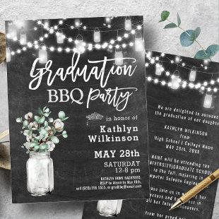 Elegant Eucalyptus Greenery Graduation BBQ Party Invitation