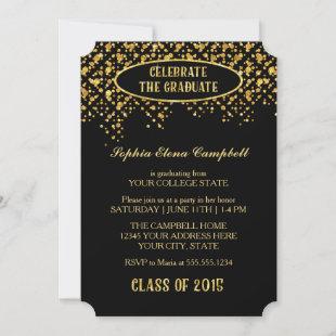 Elegant Faux Glitter Confetti Graduation Party Invitation