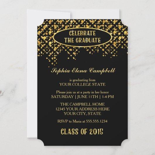 Elegant Faux Glitter Confetti Graduation Party Invitation