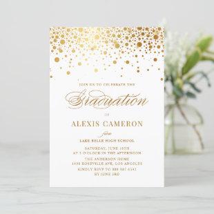 Elegant Faux Gold Foil Confetti Graduation Invitation