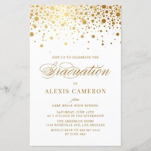 Elegant Faux Gold Foil Confetti Graduation Invite