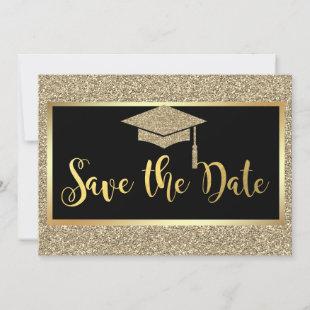 Elegant Faux Gold Glitter Graduation Save The Date