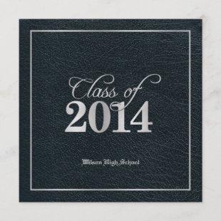 Elegant Faux Leather Class of 2014 Graduation Invitation