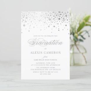Elegant Faux Silver Foil Confetti Graduation Invitation