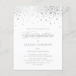 Elegant Faux Silver Foil Confetti Graduation Invitation Postcard