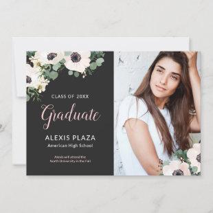 Elegant Floral Bohemian Photo Graduation Invitation