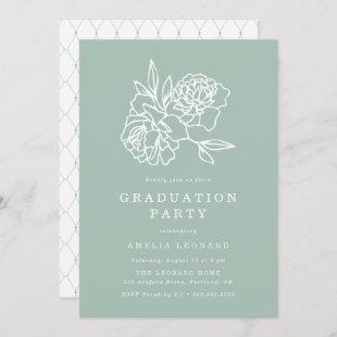 Elegant Floral Bouquet Mint Green Graduation Party Invitation